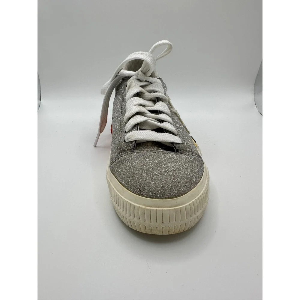 Off-White‎ Kids Low Vulcanized Silver Glitter Sneakers Zip Tie Shoes